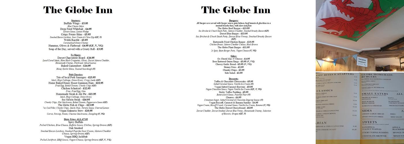 The Globe Inn Menu