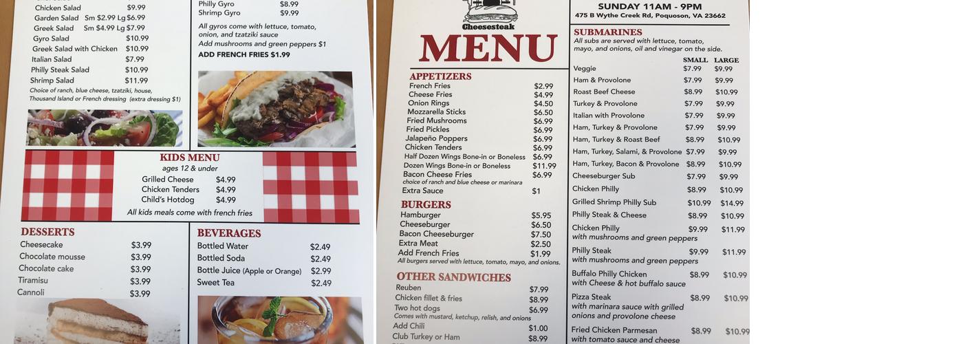 Little Philly Cheesesteaks Menu