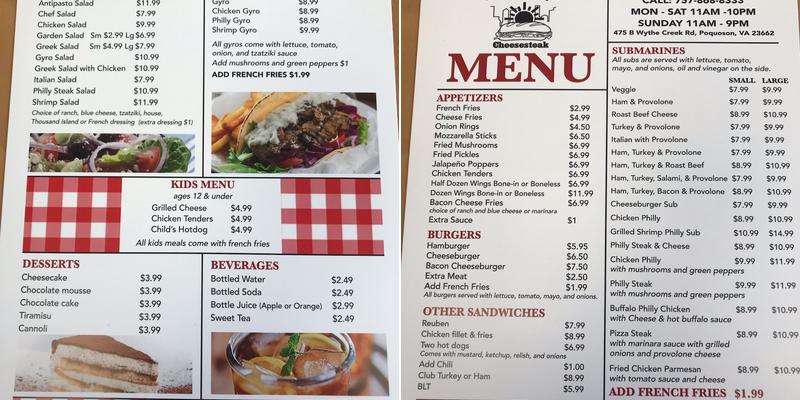 Little Philly Cheesesteaks Menu