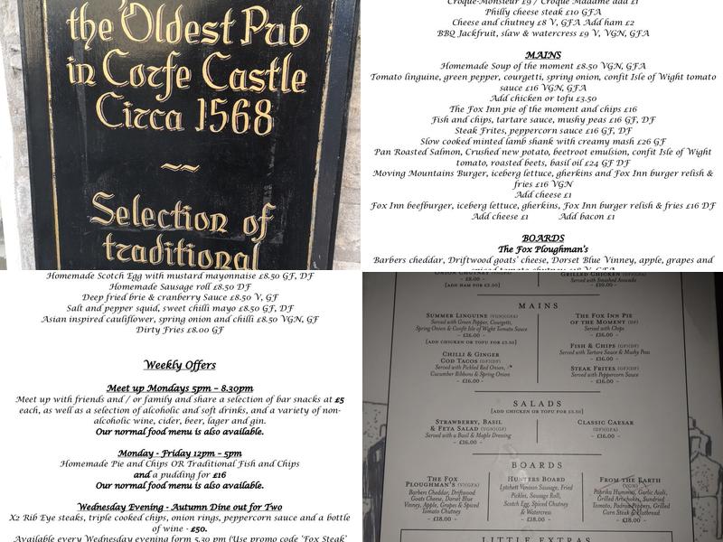 The Fox Inn Menu