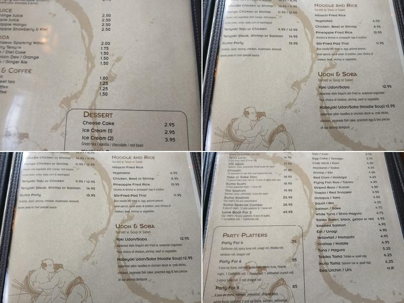 Sumo Sushi Menu