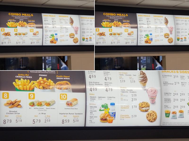 Runza Restaurant Menu