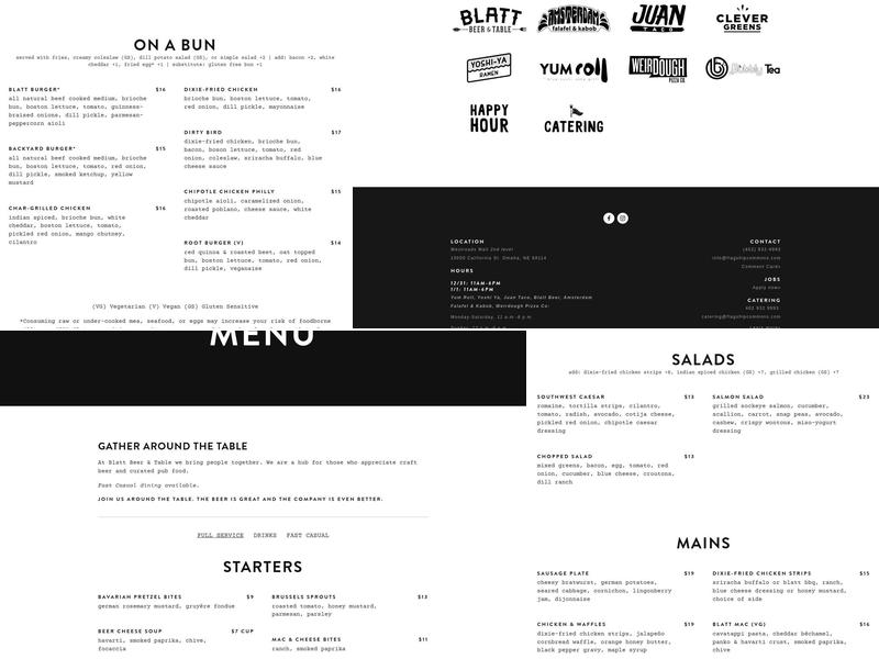 Blatt Beer & Table Menu