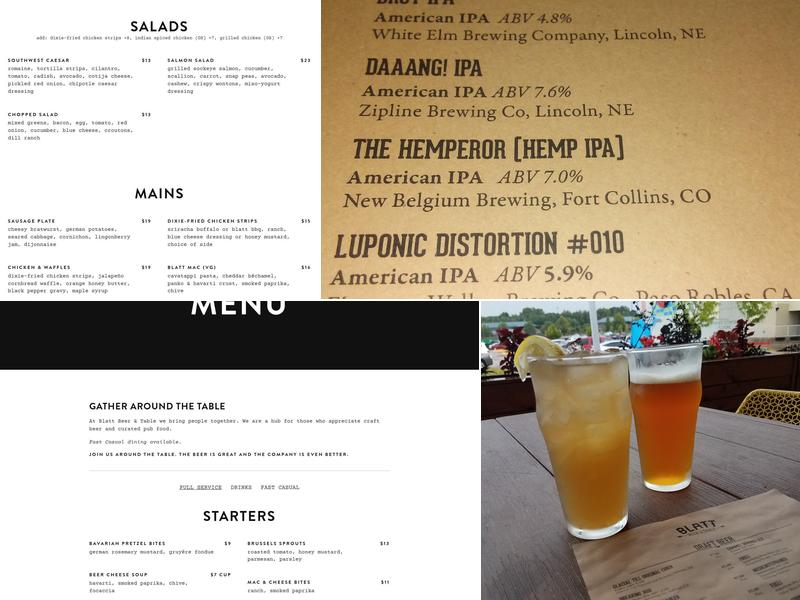 Blatt Beer & Table Menu