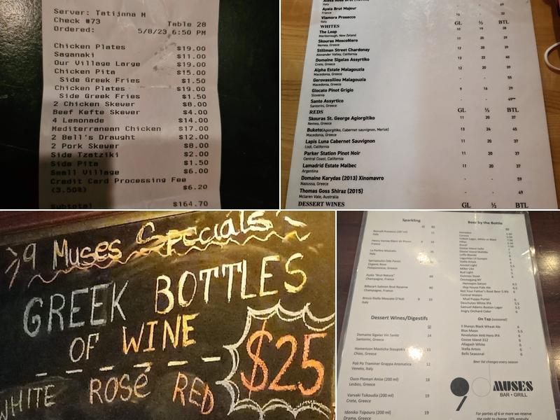 9 Muses Bar & Grill Menu