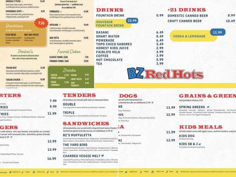 BZ Red Hots Menu