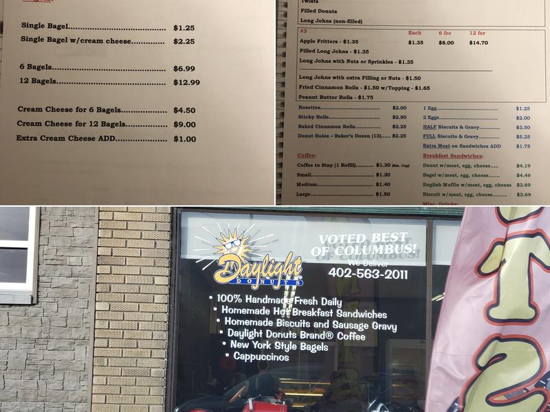 Daylight Donuts Menu