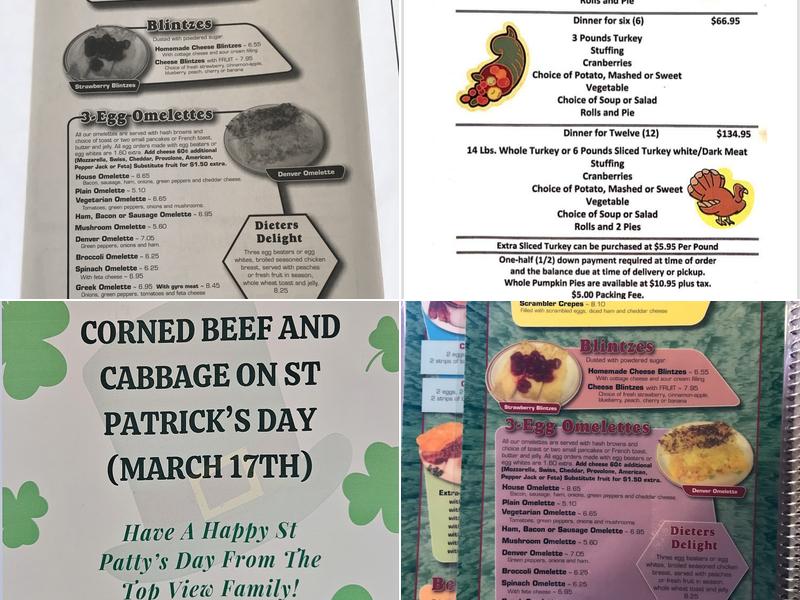 Top View Restaurant Menu