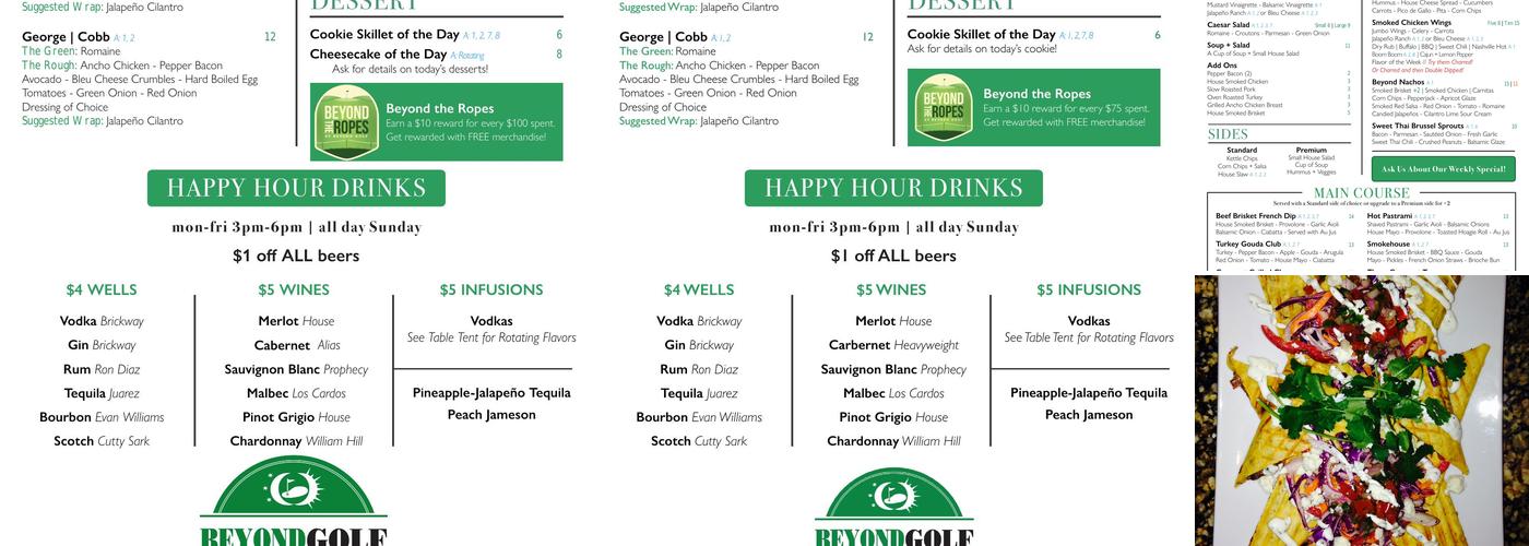 Beyond Golf - Bar + Kitchen Menu