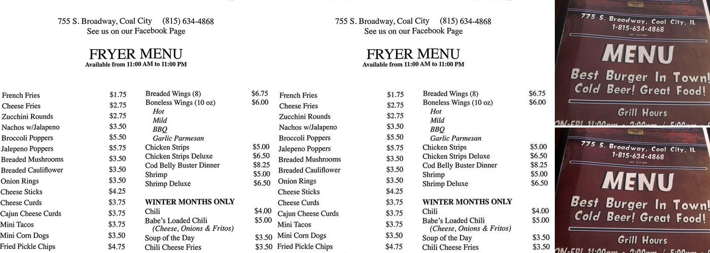 Babe's Tap & Grill Menu