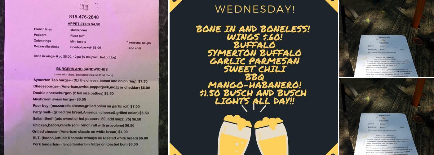 Symerton Tap and Grill Menu