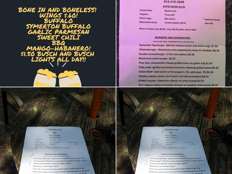 Symerton Tap and Grill Menu