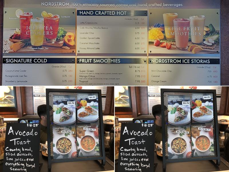 Nordstrom Ebar Artisan Coffee Menu