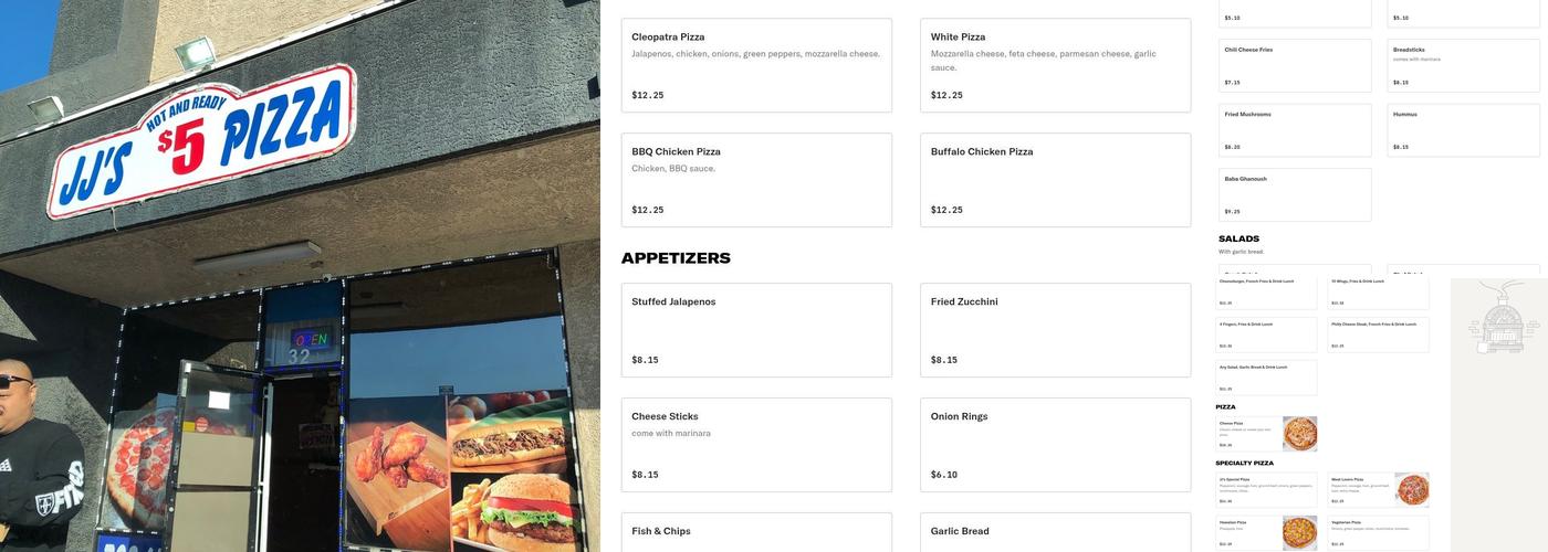 J.J's Pizza Menu