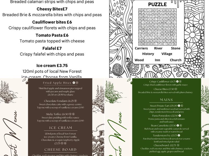 The Carriers Arms Menu