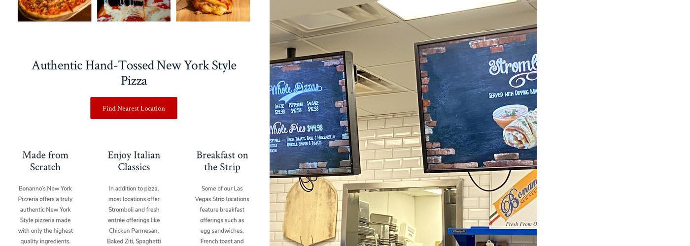 Bonanno's New York Pizzeria Menu