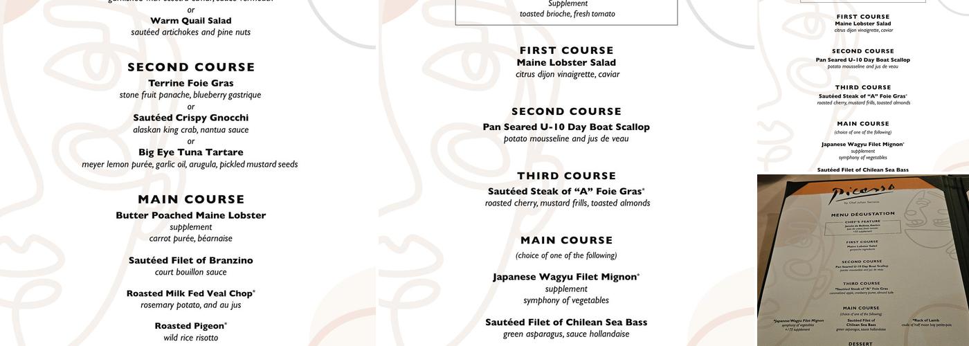 Picasso Menu