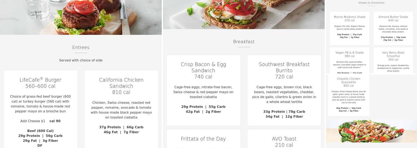 LifeCafe Green Valley Menu