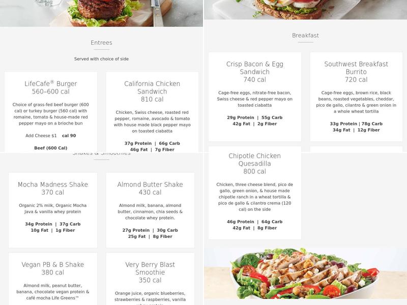 LifeCafe Green Valley Menu