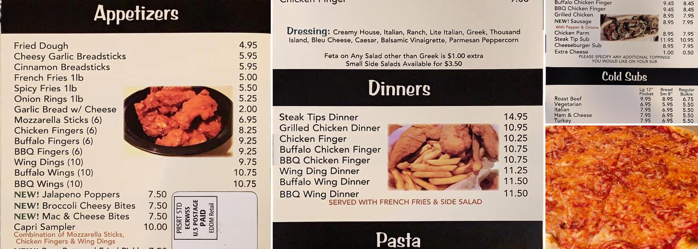 Capri Pizza Menu
