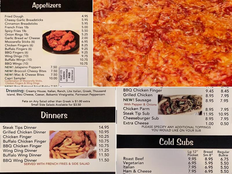 Capri Pizza Menu