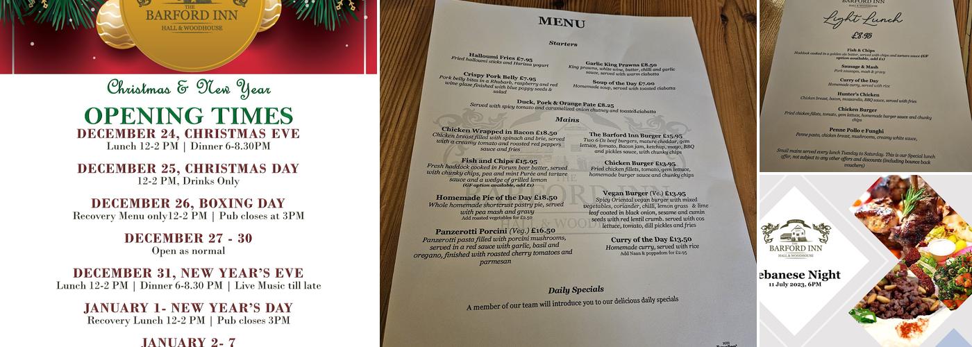 The Barford Inn Menu