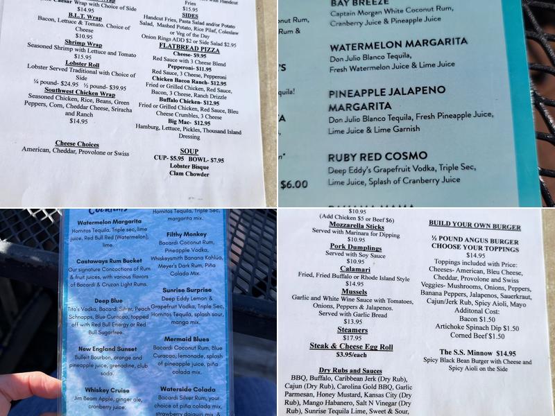 Castaways Boathouse Menu