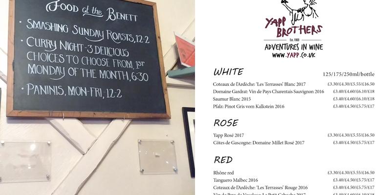 The Benett Arms Menu