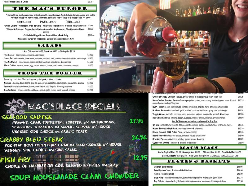 Mac's Place Menu