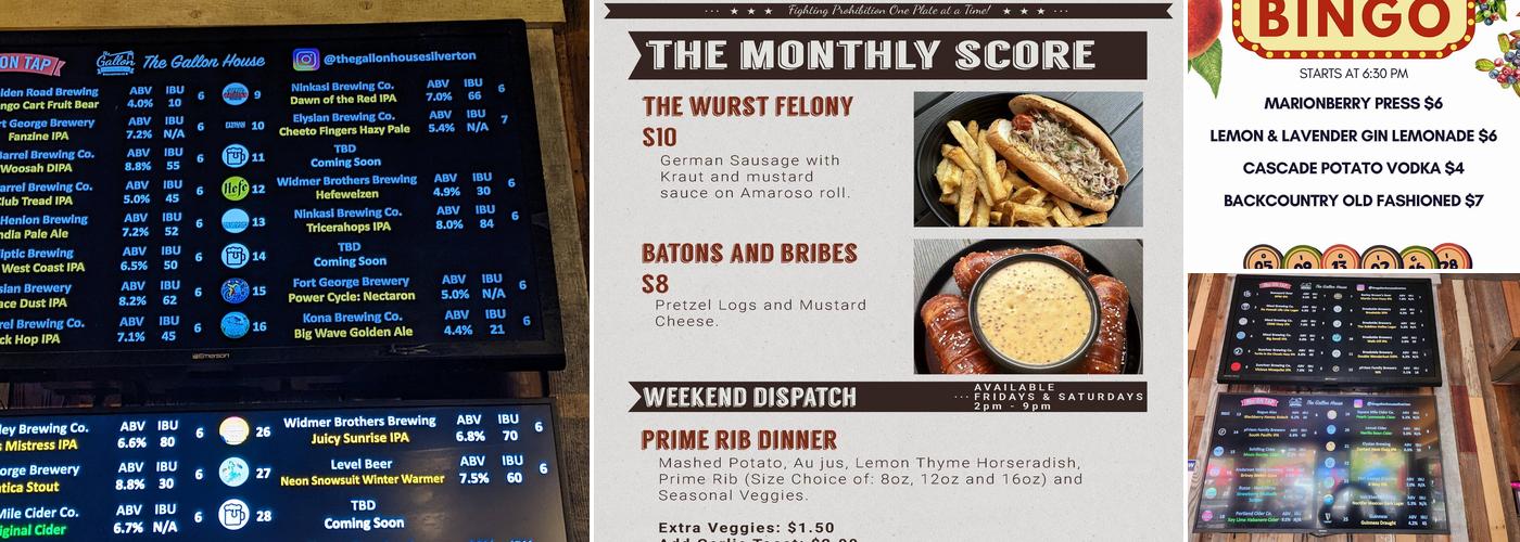 The Gallon House Menu