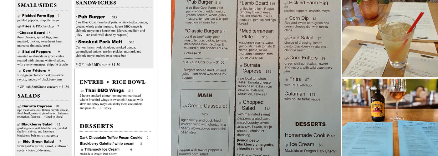 Blue Goat Farm Market Menu