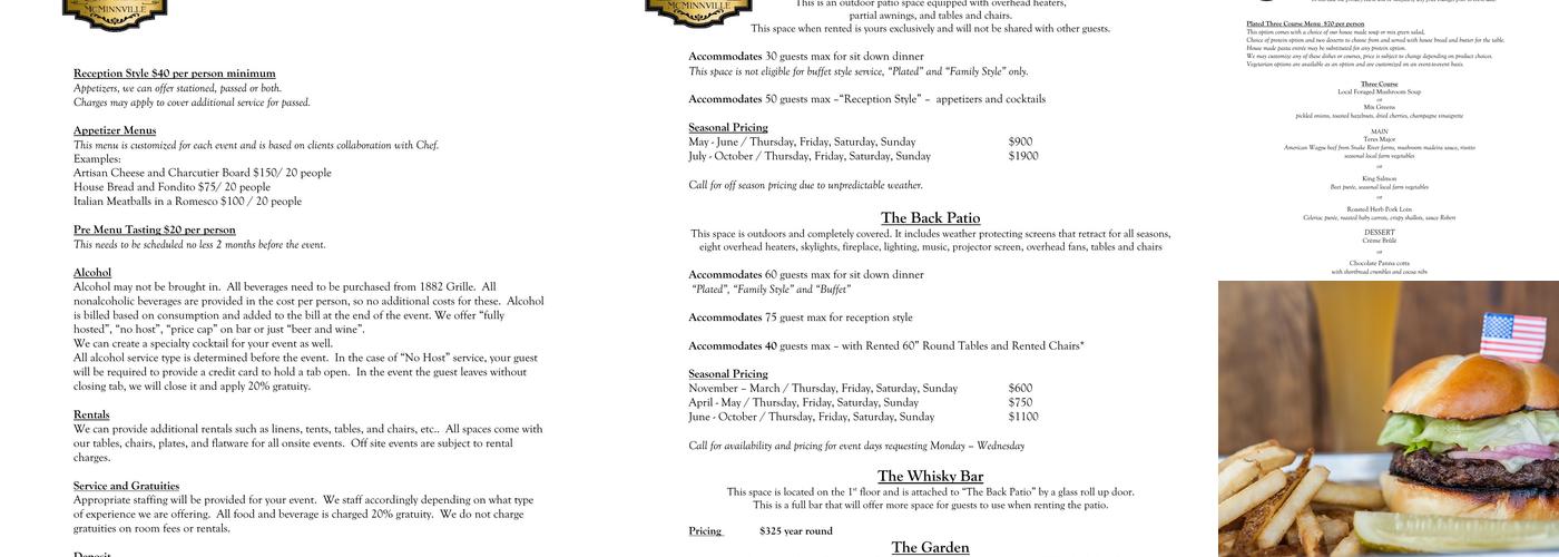 1882 Grille Menu