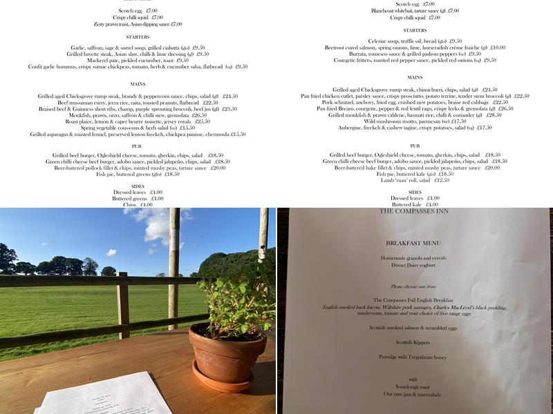 The Compasses Inn Menu