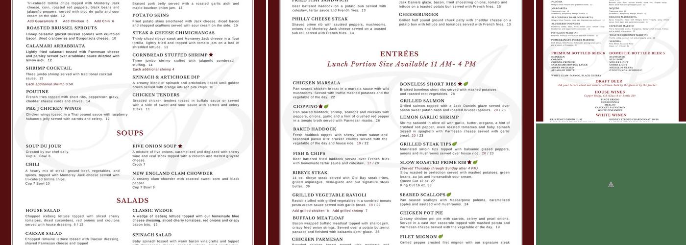 Merrill's Tavern Menu