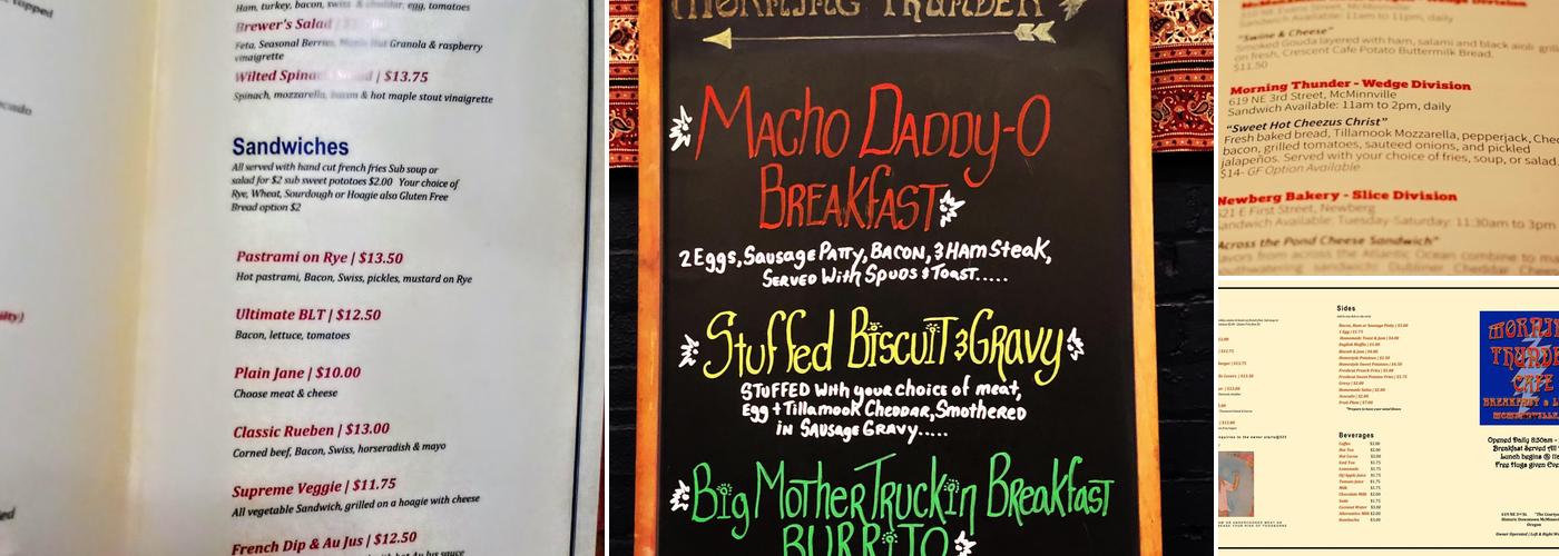 Morning Thunder Cafe Menu