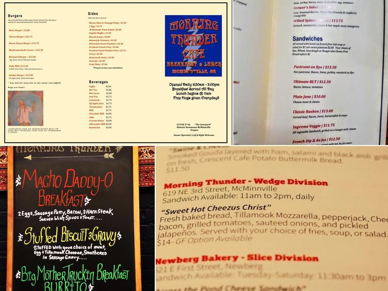 Morning Thunder Cafe Menu
