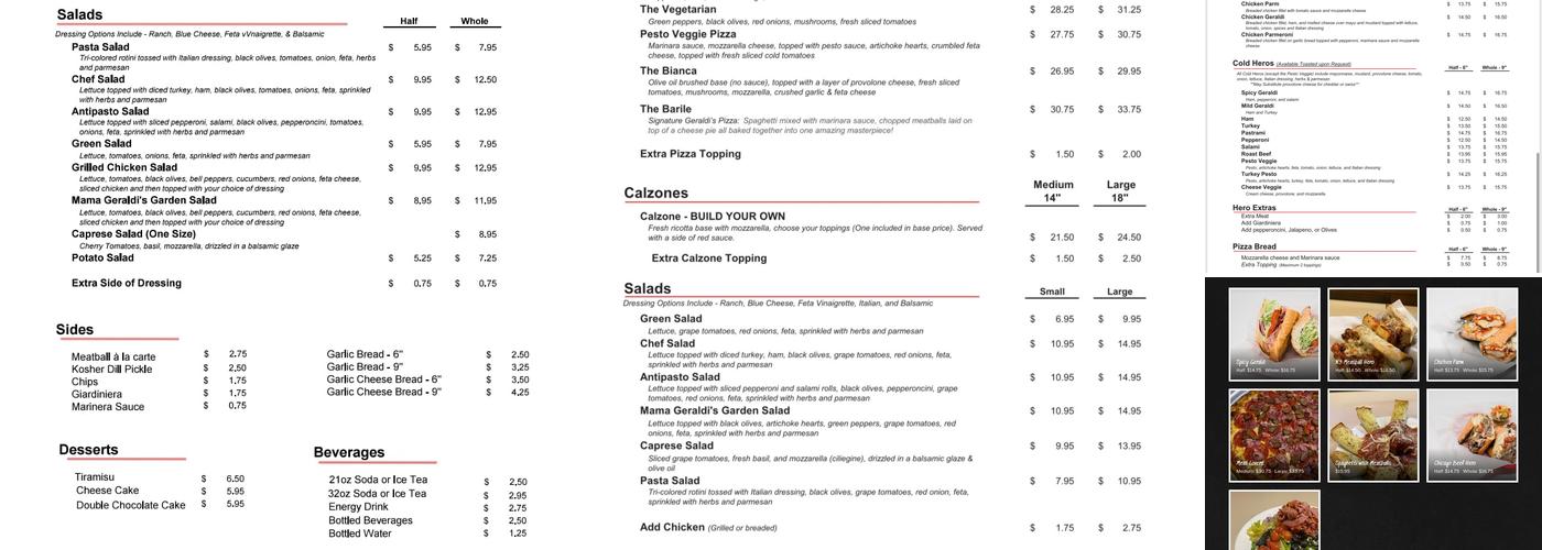 Geraldi's Menu