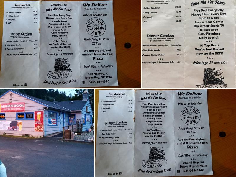 Tide Pool Pub & Pool Menu