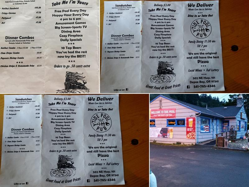 Tide Pool Pub & Pool Menu