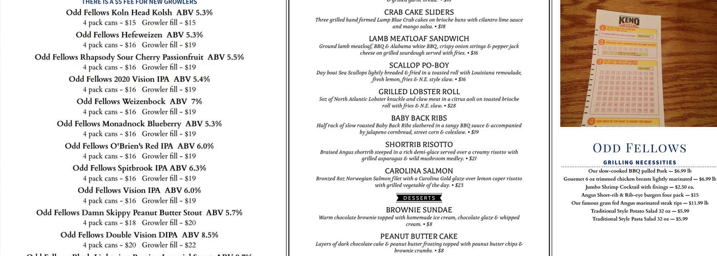 O'Brien's Sports Bar Menu