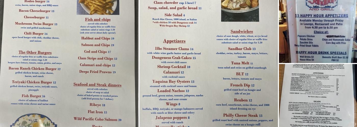 Sandbar & Grill Menu