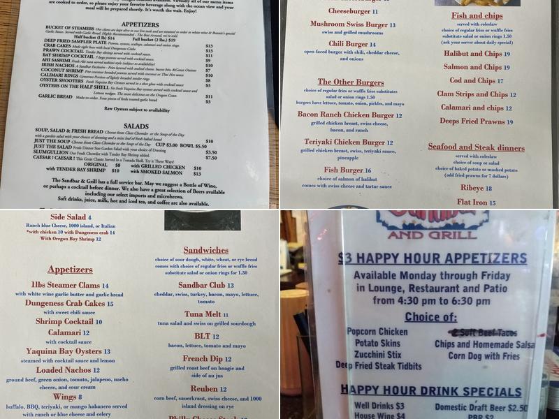 Sandbar & Grill Menu