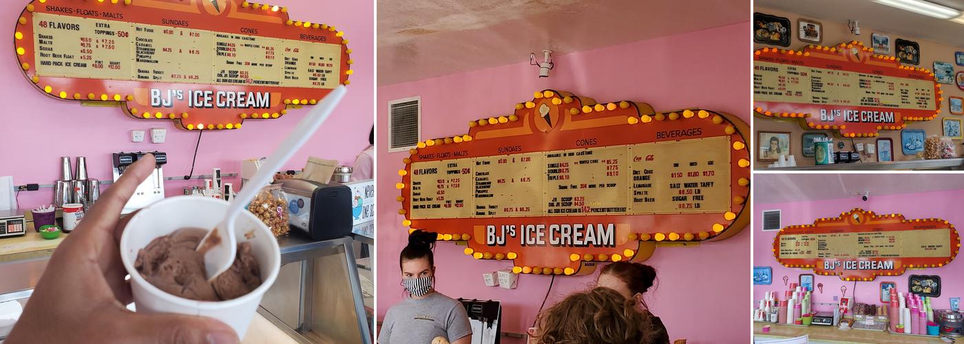 BJ's Ice Cream Parlor Menu