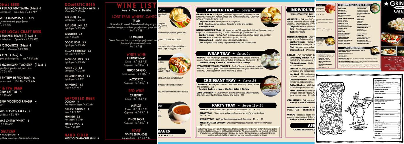 Grinders Above & Beyond of Alliance Menu