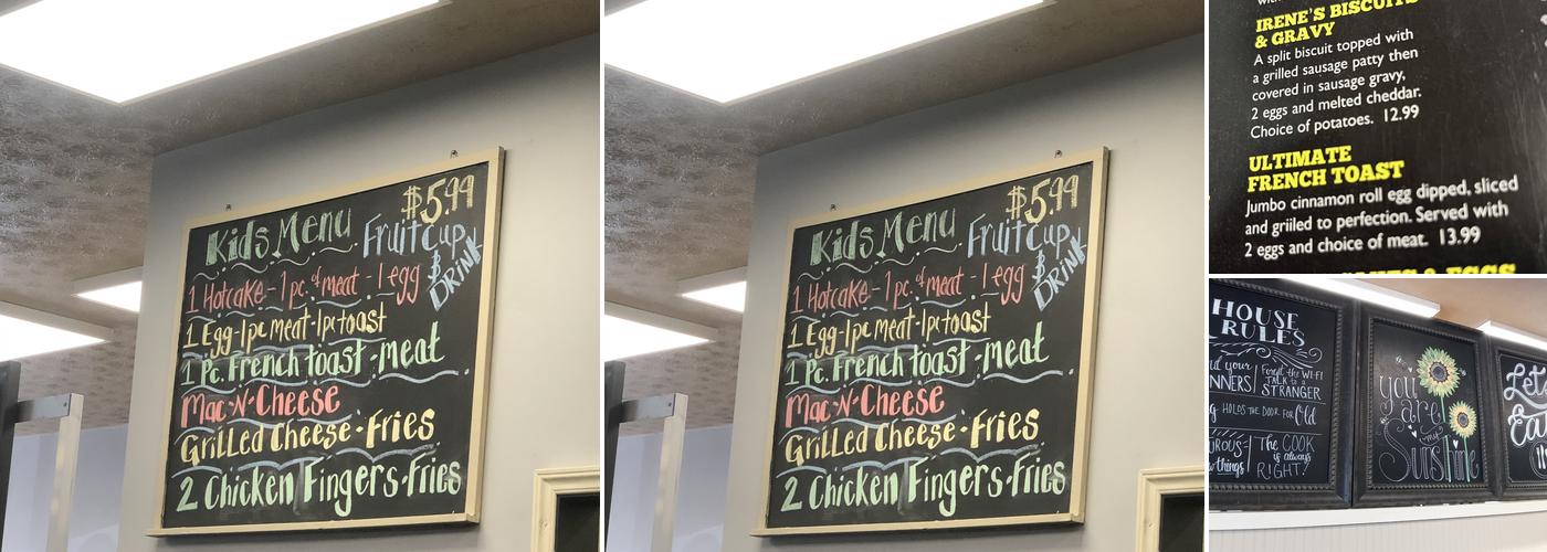 Meet Me At Irene's Menu