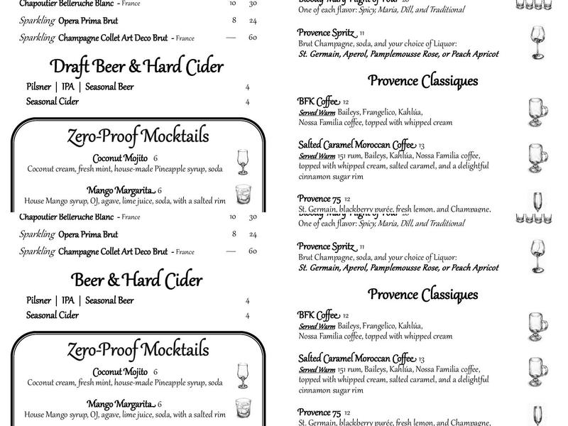 La Provence Boulangerie & Patisserie Menu