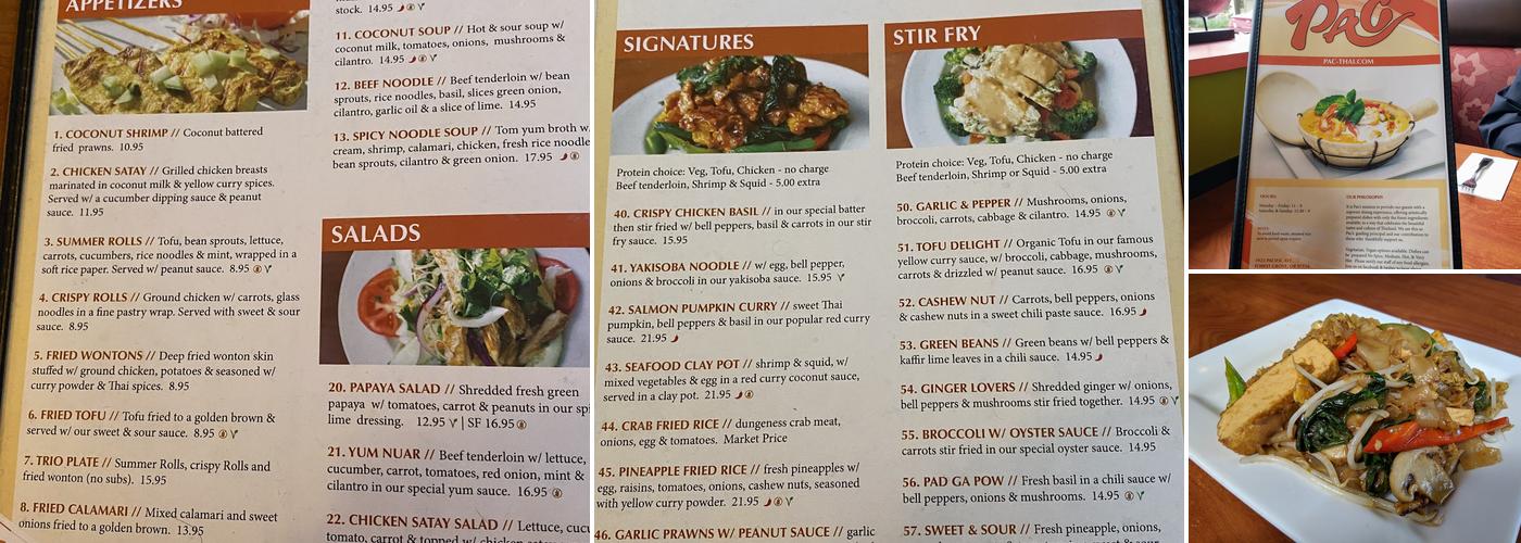 Pac Thai Menu