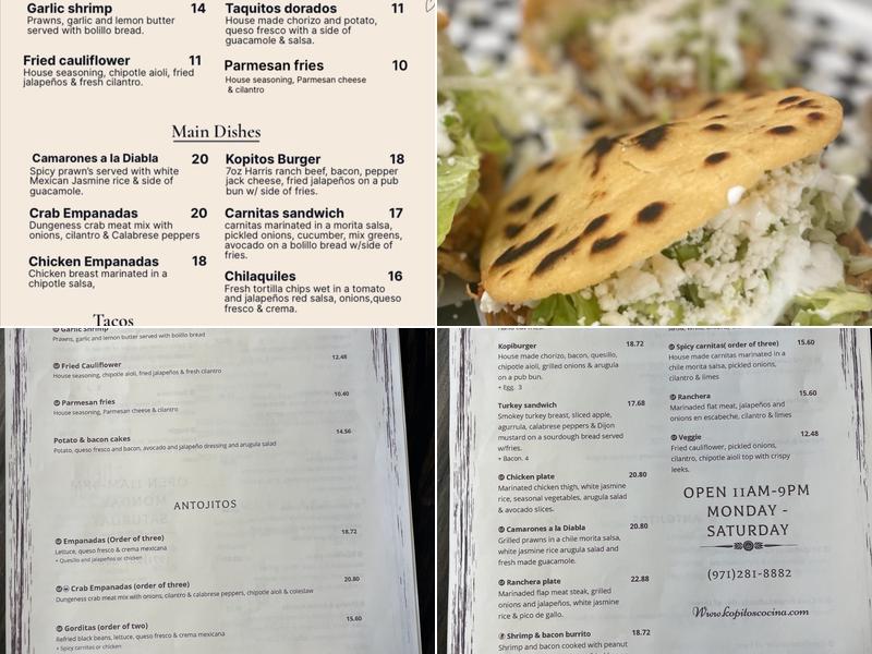 Kopitos Menu