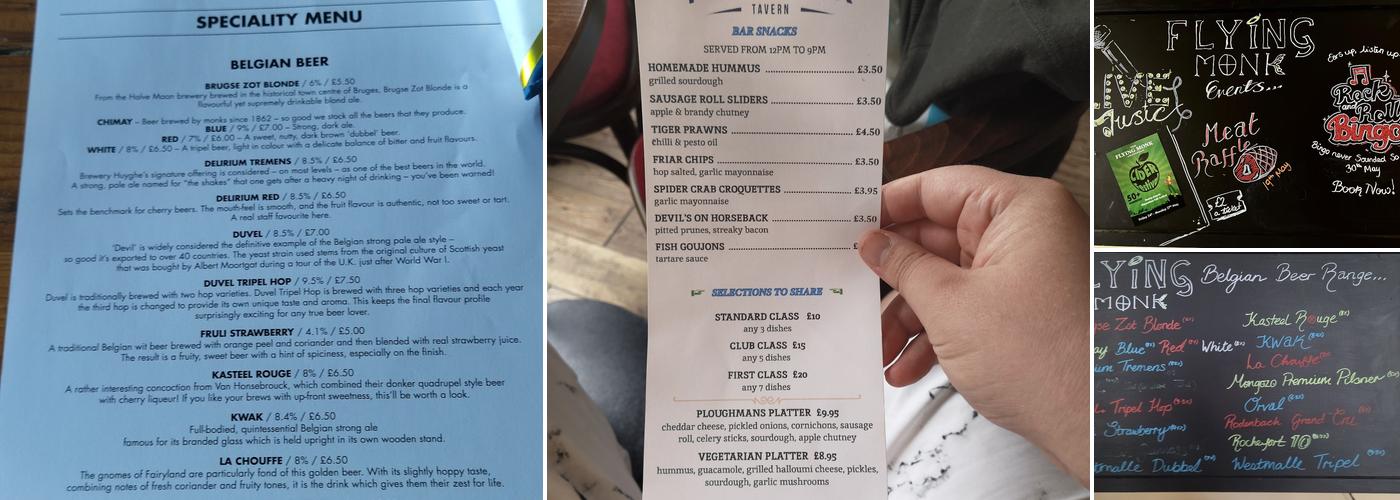 The Flying Monk Menu