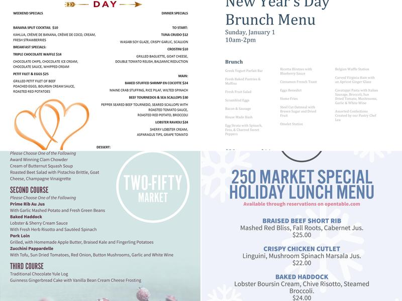 Two-Fifty Market Menu